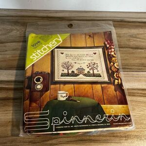 Spinnerin Stitchery Kit Love Isn’t Love Til It’s Given Away Veva Wood Crewel NIP